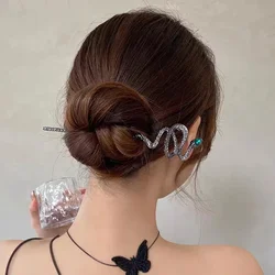 New Snake Metal Hair Sticks Chinese Hairpin Crystal Hair Card Party Girl Fashion Hair Stick Retro Jewelry Accessories