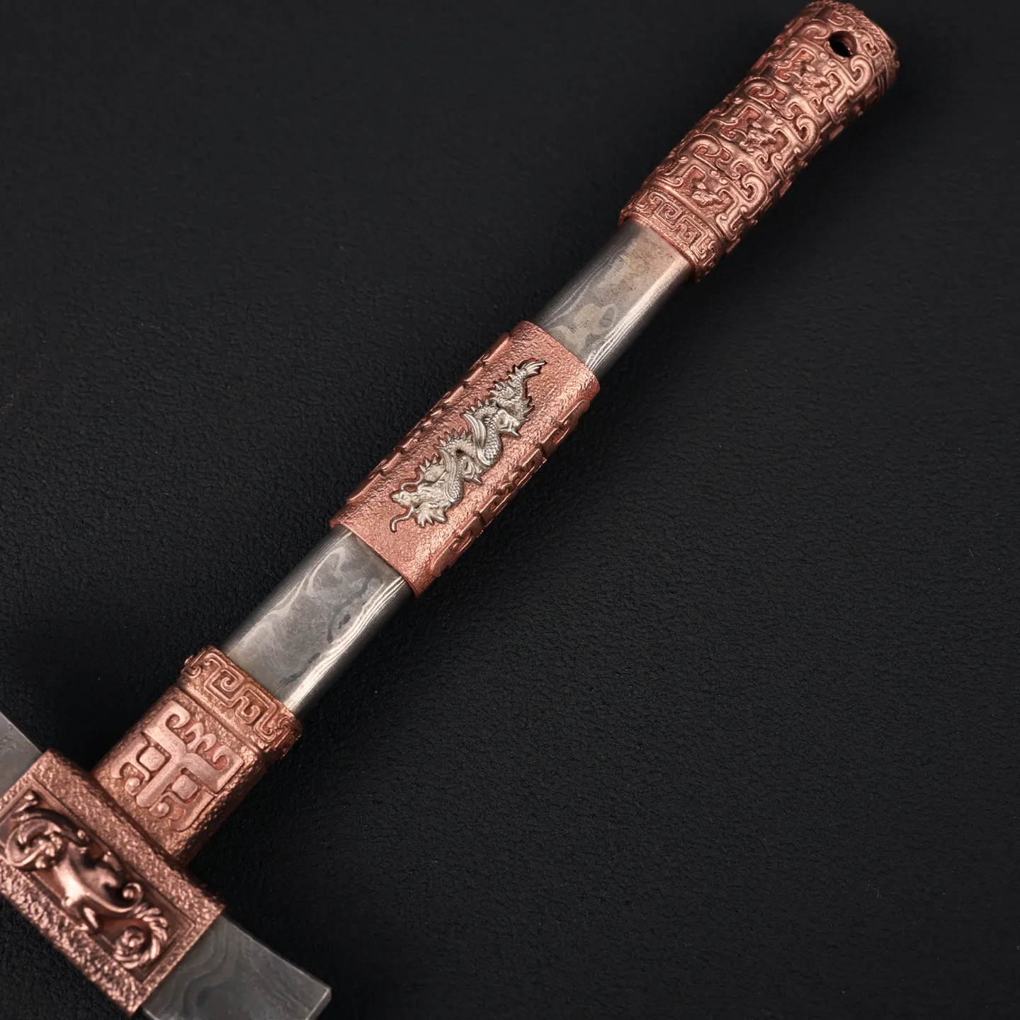Outdoor Portable EDC Retro Purple Copper Dragon Hammer Axe Damascus Steel Camping Car Emergency Window Breaking Tool