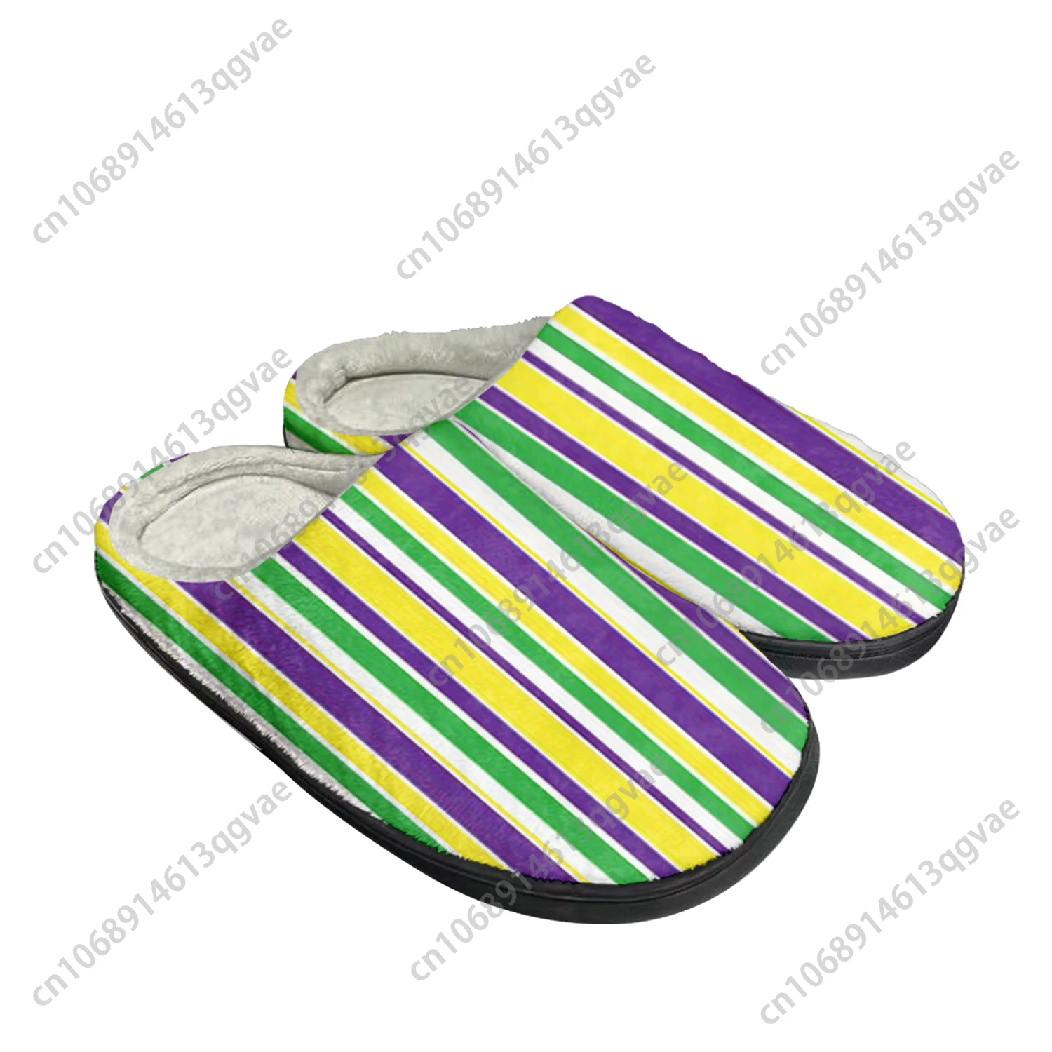 Mardi Gras Stripe Home Cotton Slippers Mens Womens Plush Bedroom Casual Keep Warm Shoes Thermal Indoor Slipper Custom Shoe