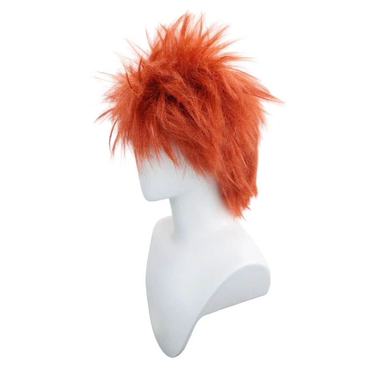 Orange-rote, unordentliche, stachelige, flauschige, kurze synthetische Perücke, Unisex, für Anime, Halloween, Party, lustiges Cosplay-Kostüm, Haarteil – Detail 7