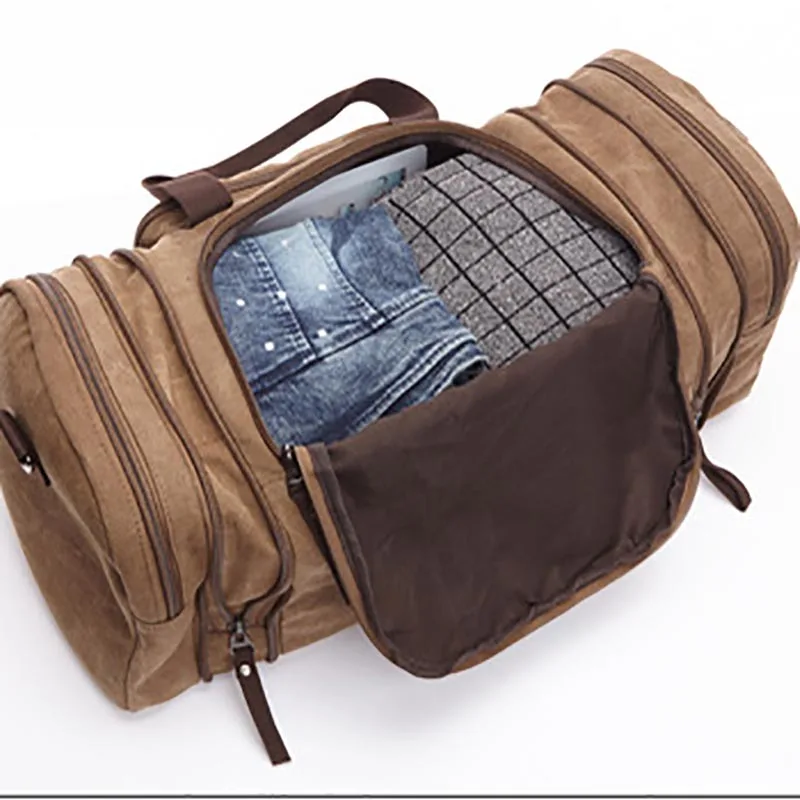 Imagem -03 - Bolsa de Viagem de Canvas para Homens e Mulheres Carry on Bagagem Mochila Exterior Bolsa Grande Casual Weekend Drop Shipping Moda