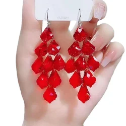 Crystal jewellery Women's earrings purple crystal earrings for women red crystal earings 2025 new in high-end tassels jewelry