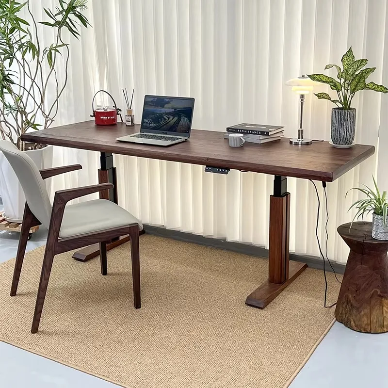 Home office Dual motor electric adjustable standing game table North American black walnut top electric height adjustable table