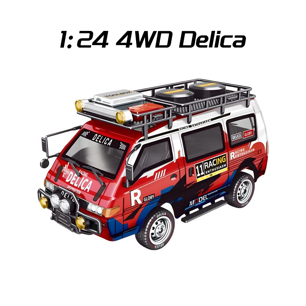 9IMOD RC Car Delica 1:24 Escala Completa 2WD 4WD Veículo de Brinquedo de Controle Remoto com Faróis Controláveis Minibus Brinquedo Modelo Presentes Brinquedos