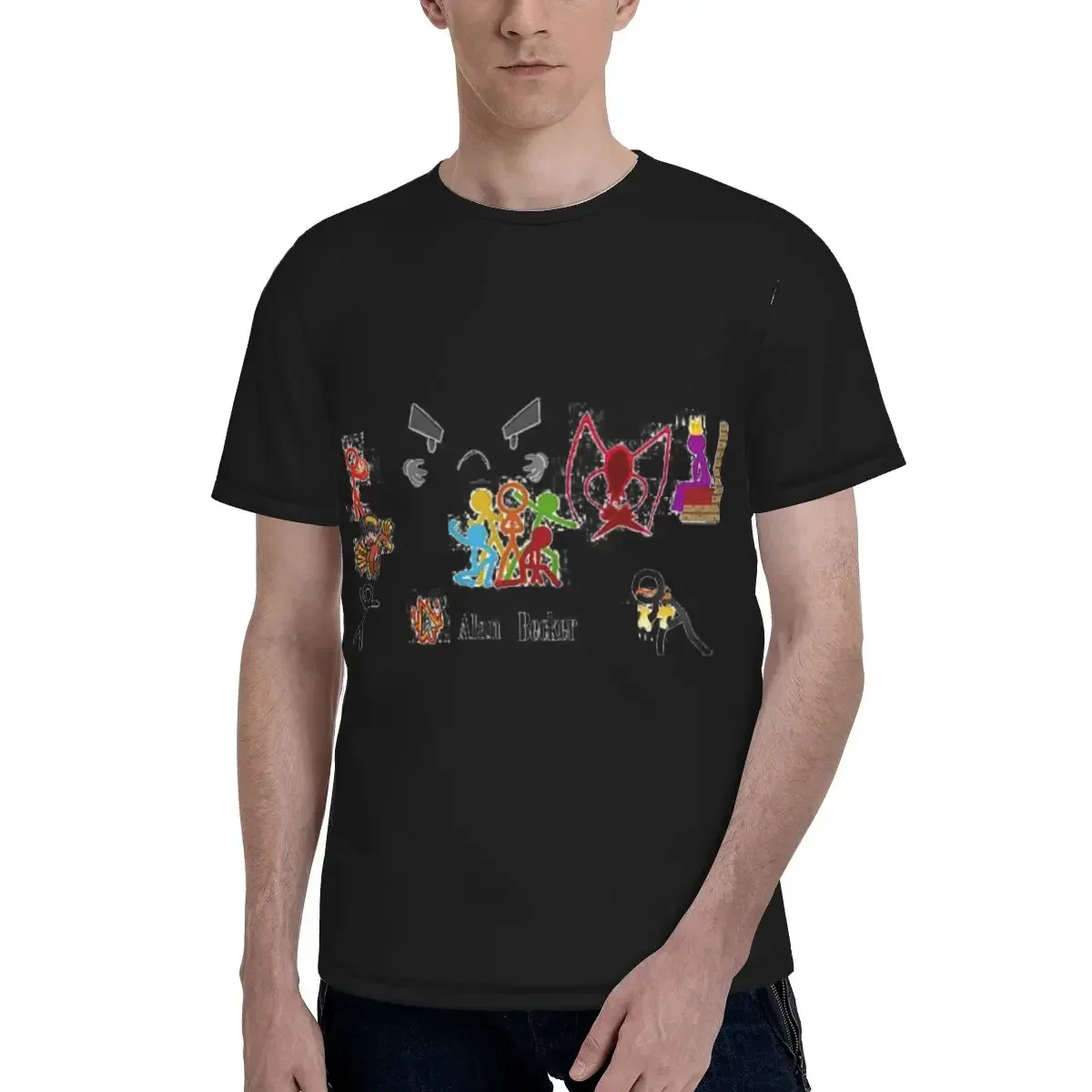 Alan Becker Five Stick Figures With Fire MousePickaxe T-Shirt for Men T Shirts Men's Tees Short O-Neck Summer Clothes Tops