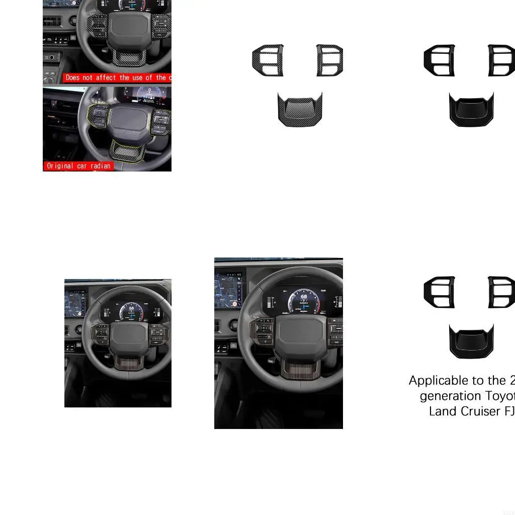 Interior Steering Wheel Trim Set, 3-Piece ABS Cover Panels with Adhesive Backing for Everyday Cabin Detail Use X37F