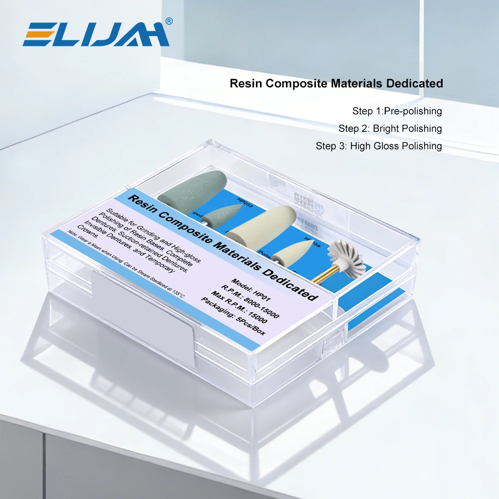 

ELIJAH 5 шт./упак. Стоматологические абразивные насадки для композитных материалов 135 ℃ Автоклавируемый полировальный круг