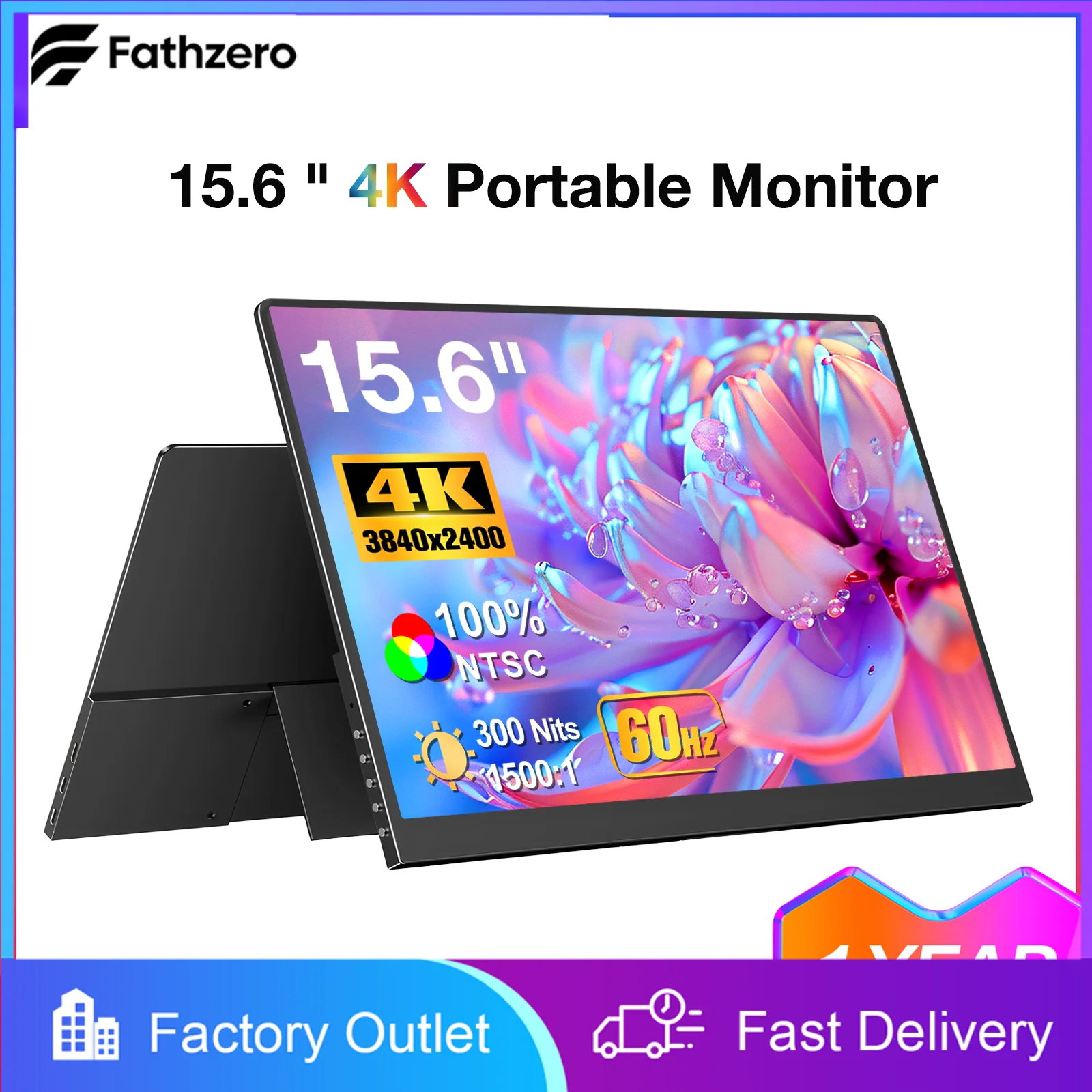 

15.6 Inch 4K UHD Monitor 3840x2400P 8Bit Display Colors HDMI Type-C Gaming Console ExpansionDisplay For Mac PS5 Laptop Switch PC