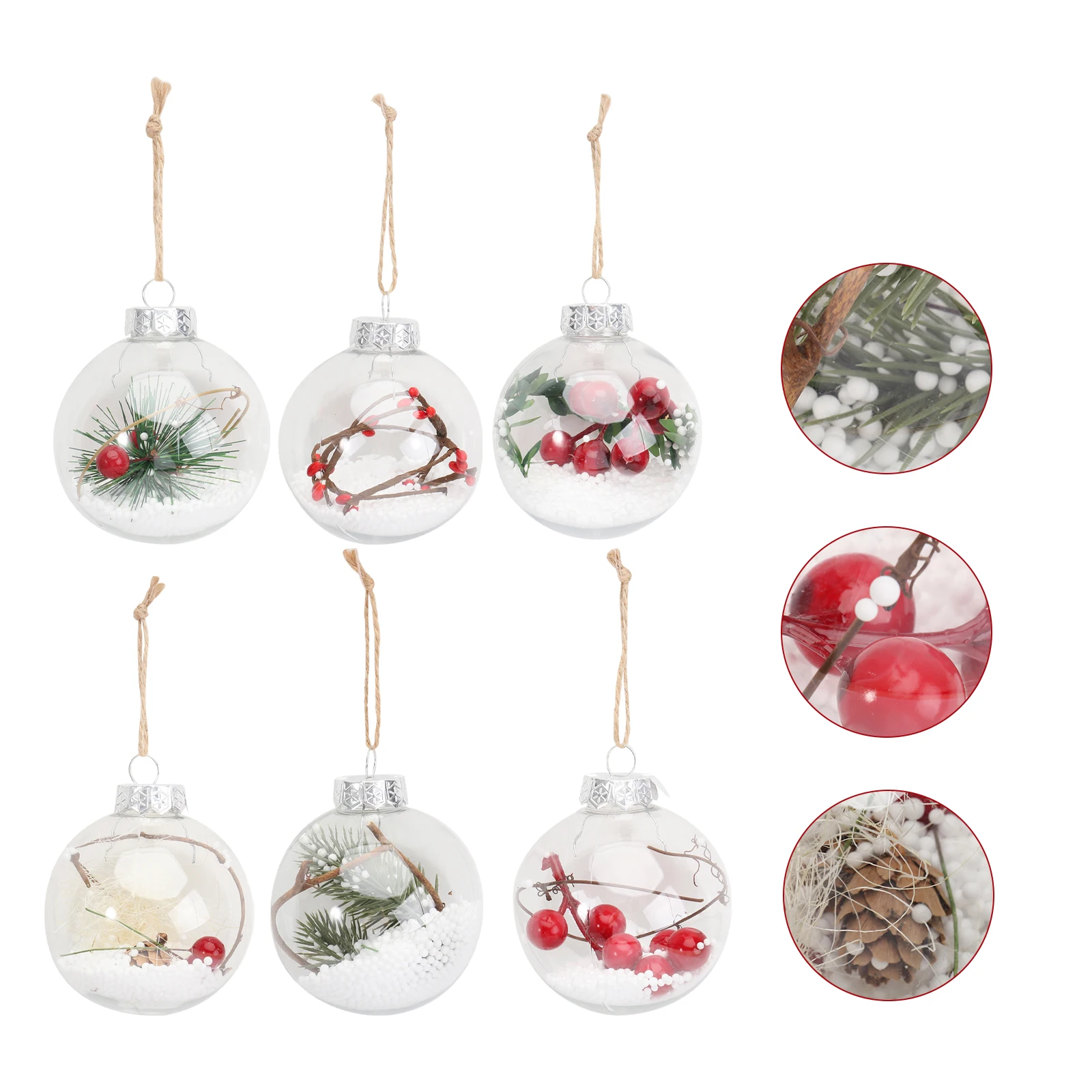 

6Pcs Christmas Plastic Hanging Balls Transparent Tree Ornaments Decoration Xmas Balls Creative Holiday Decor Christmas Ornament