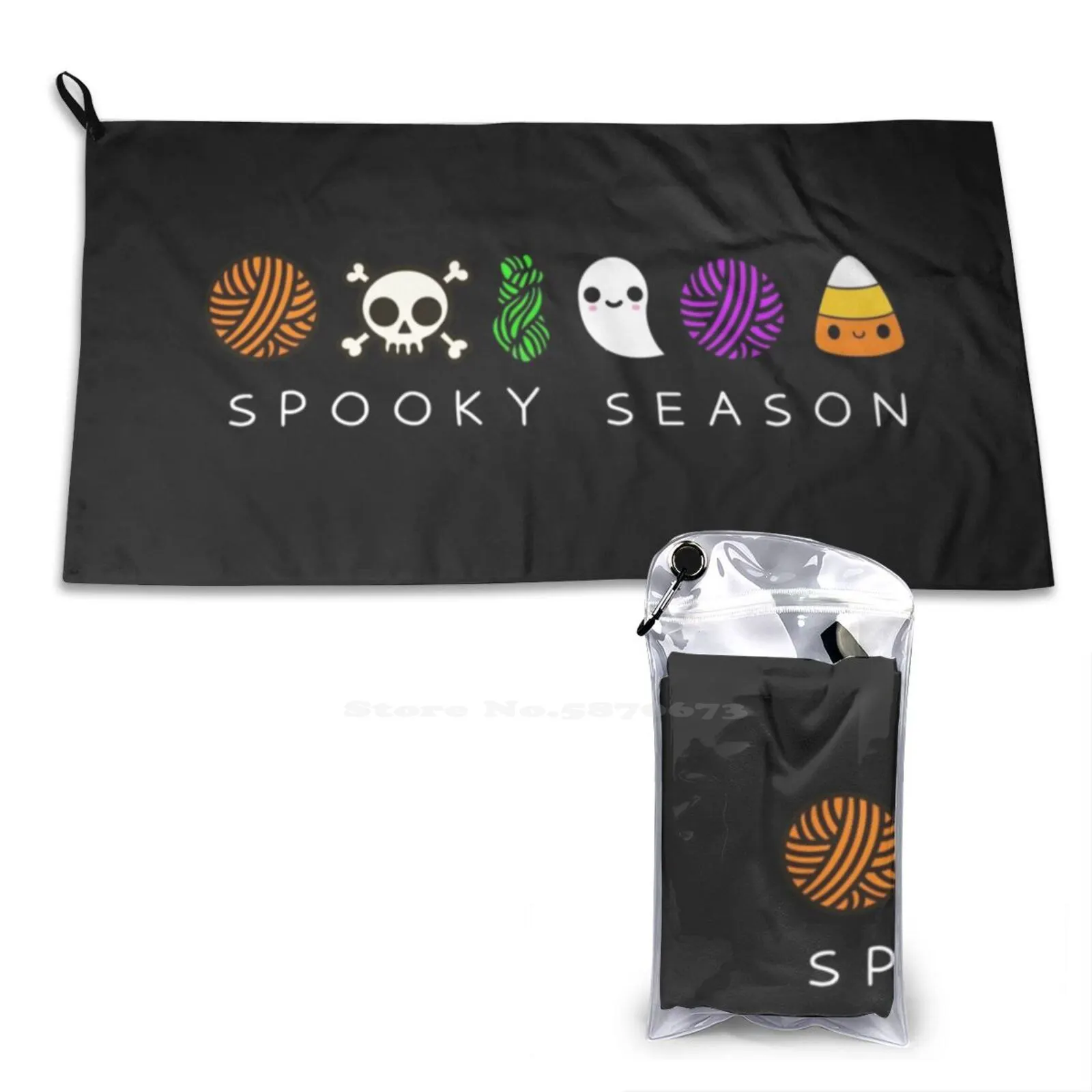 Spooky Season Yarn Friends! Washcloths Bathing Face Towel Halloween Knitting Crocheter Crocheting Knitter Yarn Ghost