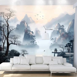 Photo Wallpaper Chinese Morning Ink Landscape Mural Living Room Bedroom Backdrop Home Decor Beautiful Scenery 3D Papel De Parede