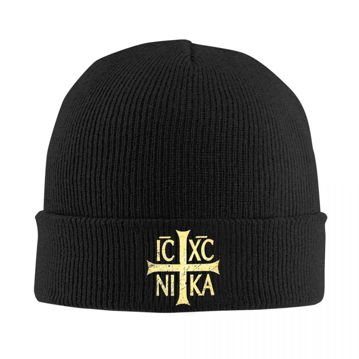 Cross Christogram Byzantine Orthodox Church Bonnet Hats Beanie Hats Graphic Knitted Hat Winter Men Women Thermal Elastic Caps