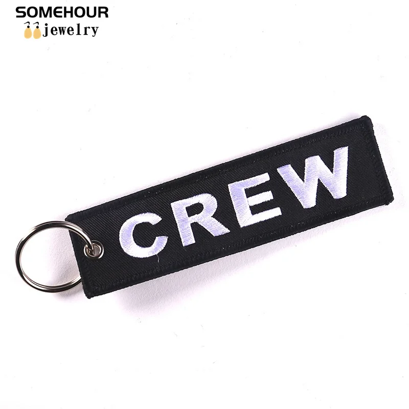 SOMEHOUR Trendy Embroidery Crew Keychain Ilaveros Luggage Tag Safety Label Car Bag Motorcycle Ring Keyholder For Christmas Gifts