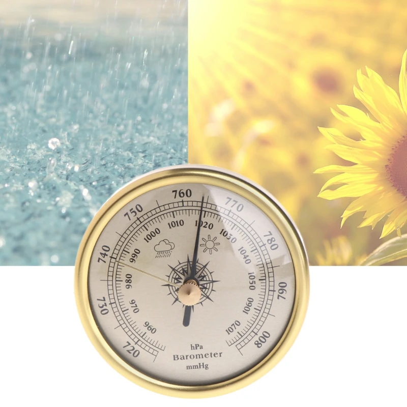 Durable Wall Mounted Household Barometer 1070hPa Pressure Gauge Weather Station Metal Wall Hanging Barometer Thermometer