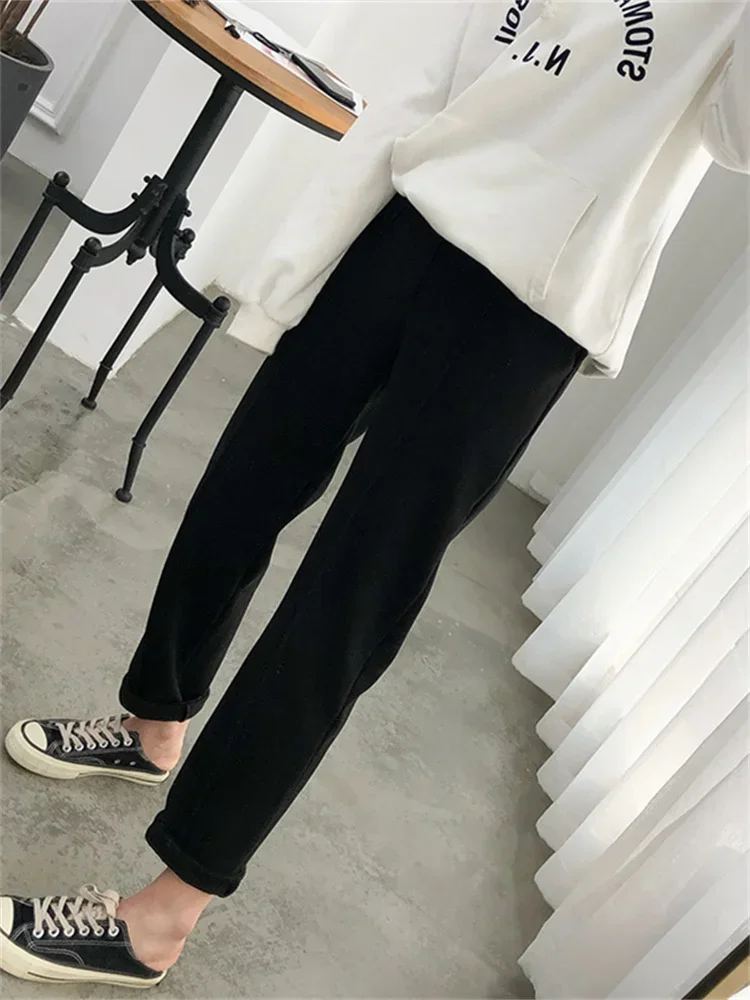 Thicken Women Pencil Pants womens 2022 Autumn Winter clothes OL Style Wool Female Work Suit Pant Loose Female Trousers Capris