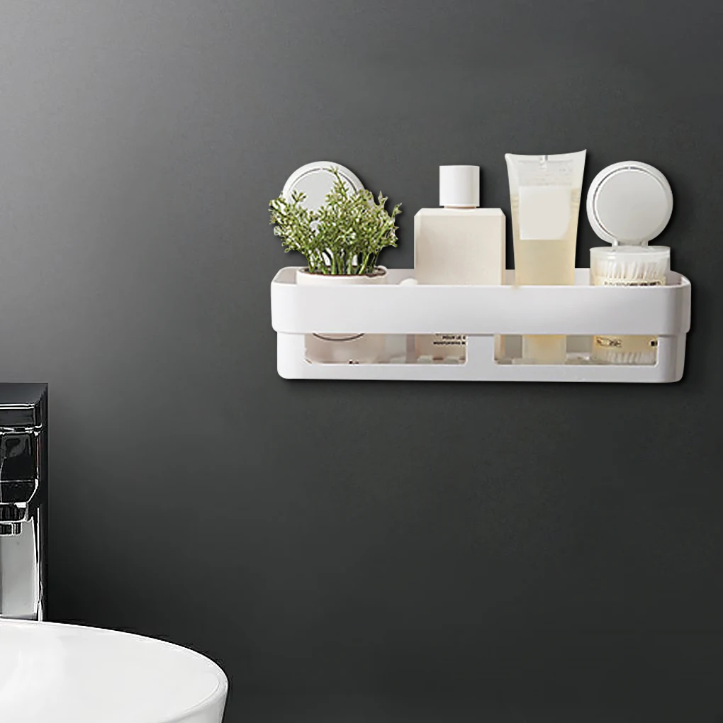 Wall Mounted Adhesive Storage Box Cosmetic Holder Bathroom Rack Bathroom Organizer Supplies No Drill Shelf Home Decoration