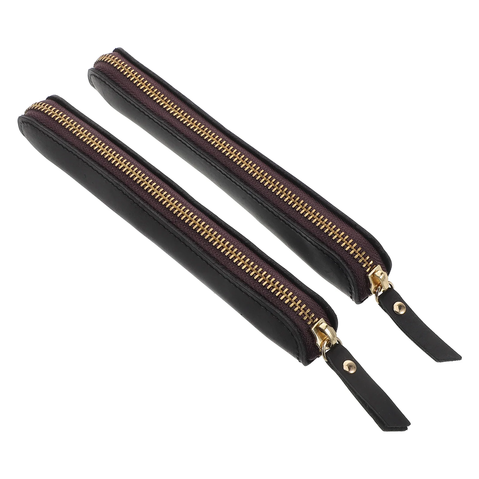 

2 Pcs Retro Pen Case Bag Holder Protective Pouch Small Pencil Handmade Crazy Horse Organizer