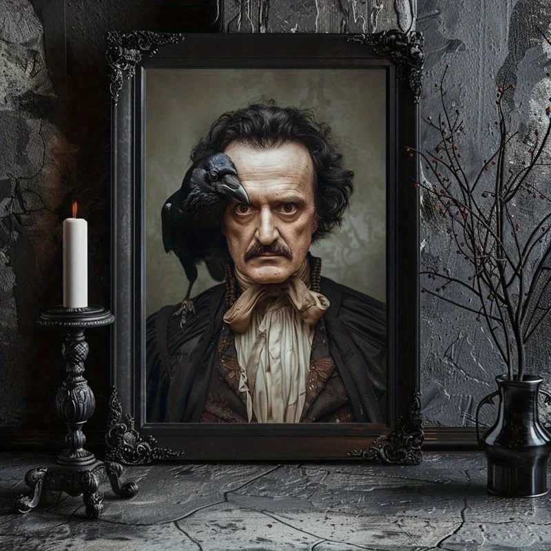 Edgar Allan Poe Poster Gothic Styles Victorian Raven Dark Academy Canvas Painting Retro Library Wall Art Living Room Home Decor