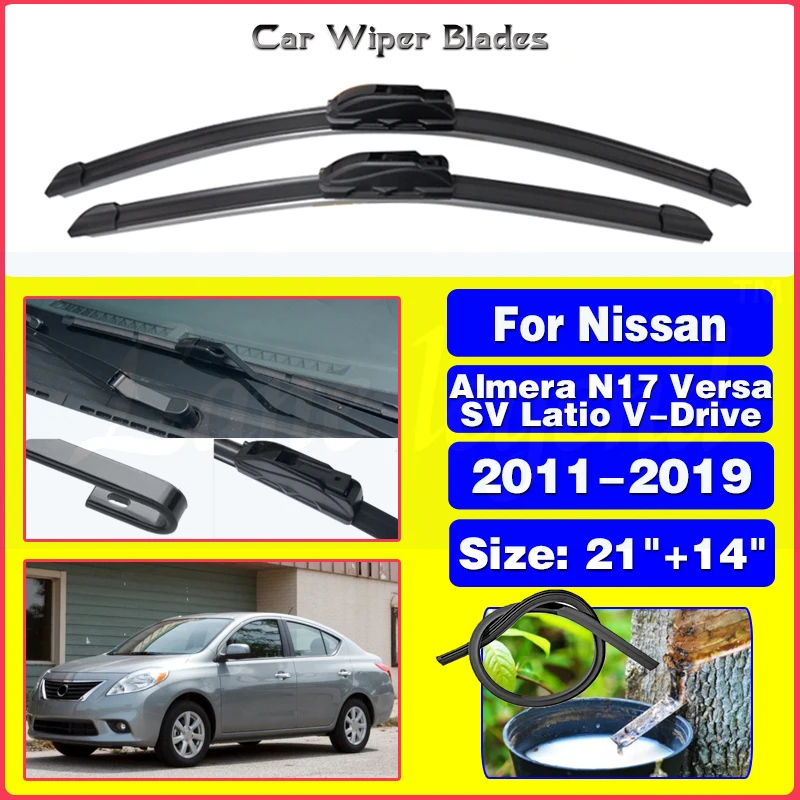 

For Nissan Almera N17 Nissan Versa SV Latio V-Drive 2011 - 2019 Front Wiper Blade Windshield Windscreen Window Cover Accessories