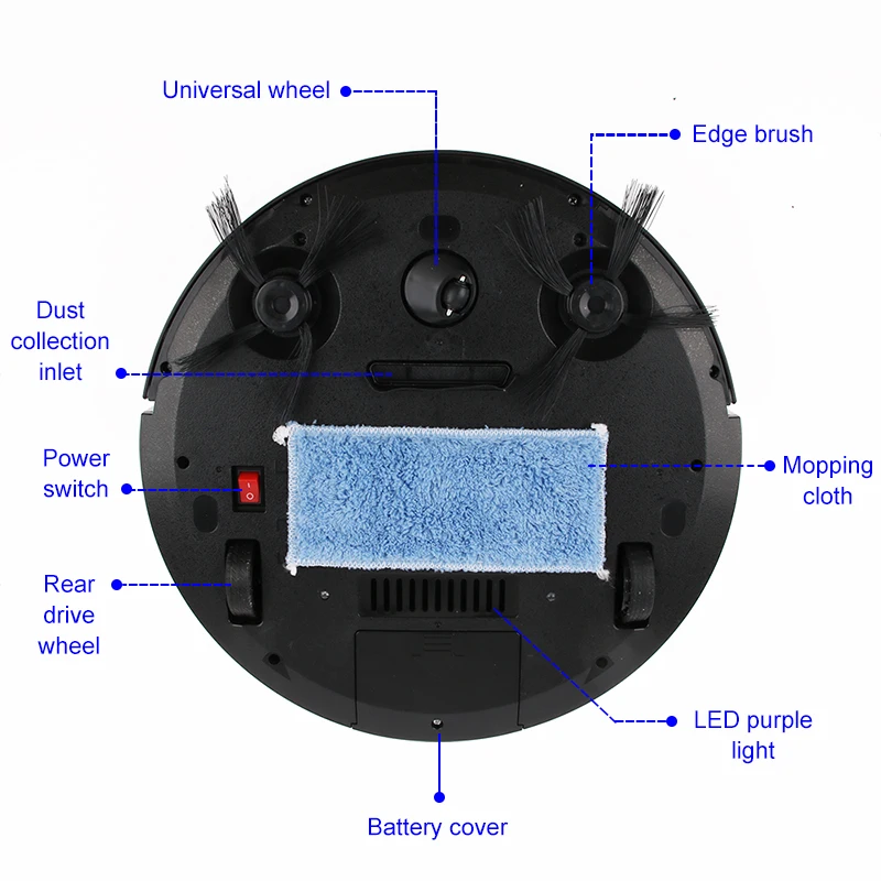 Electric Robot Vacuum Cleaner Super Suction HEPA Filter Remote Mopping Chargeable Sweeping Dust Dry Cleaning Aspirator 110V 220V