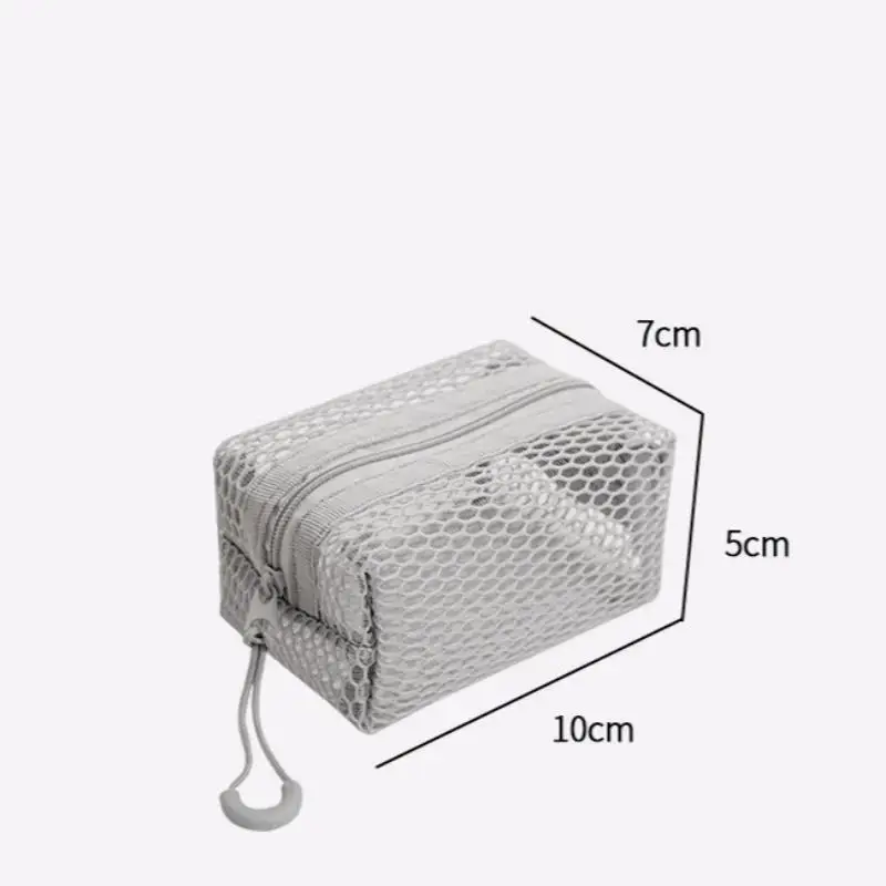 Portable Honeycomb Mesh Cosmetic Storage Bag Lightweight Zippered Makeup Pouch for Travel School Camping Outdoor Use