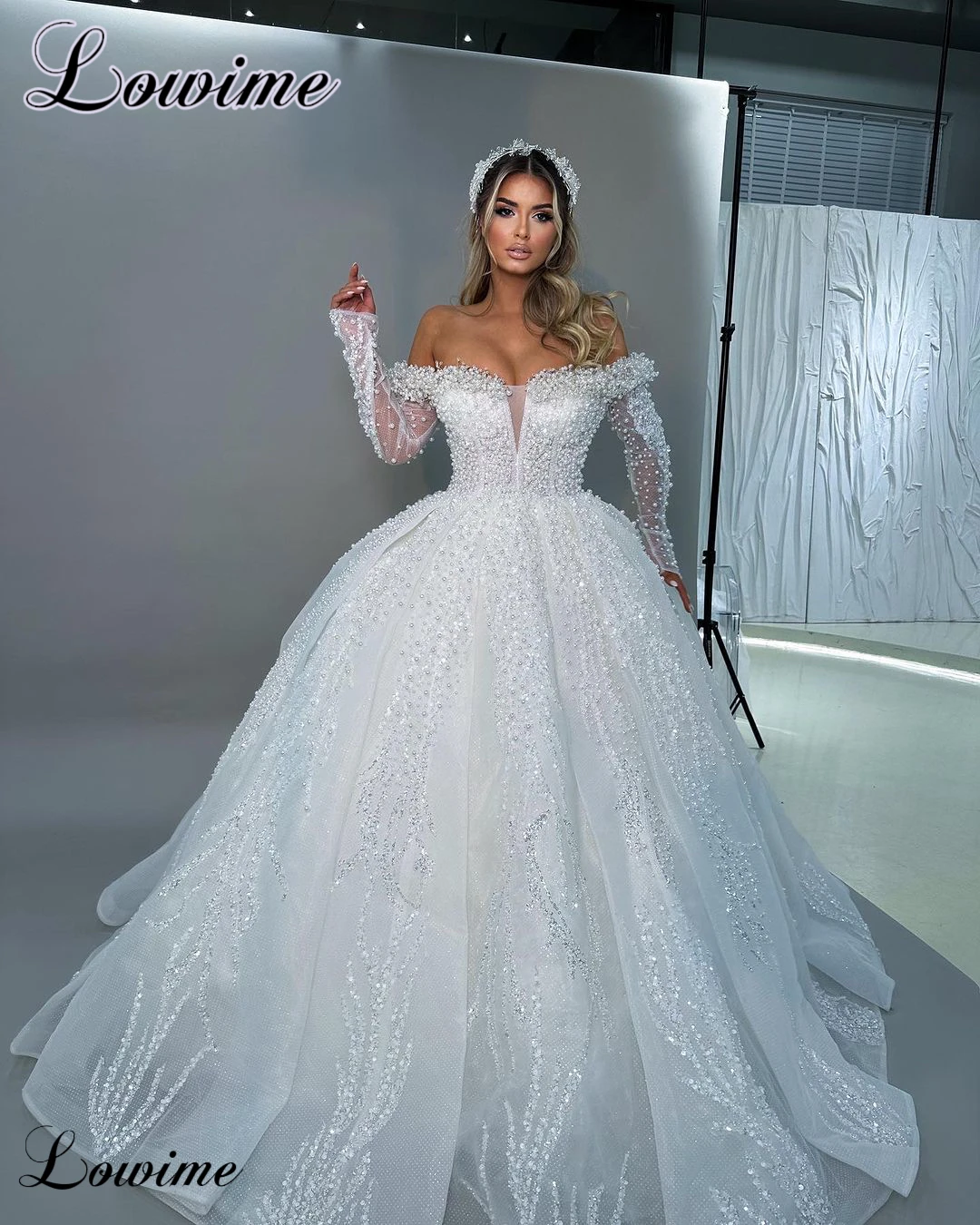 

2024 Newest Wedding Dresses For Women Pearls Sweetheart Off Shoulder Wedding Gowns Vestido Blanco Elegant Brides Dresses Custom