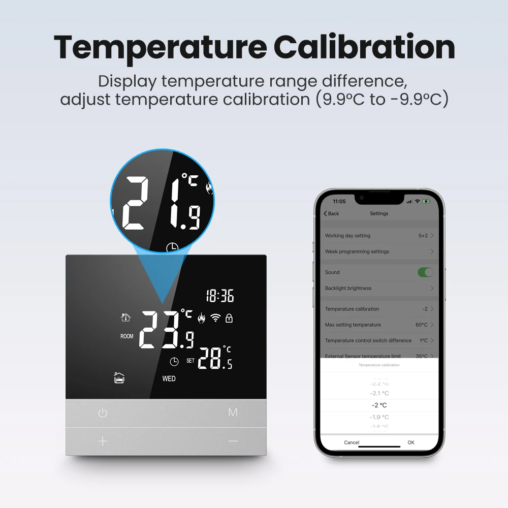 Termostato Wireless MIUCDA Tuya Smart Wifi, adatto per il regolatore di temperatura della caldaia a gas/acqua di riscaldamento a pavimento elettrico