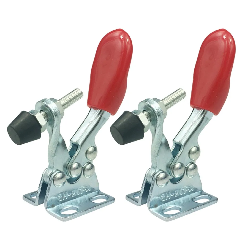 2Pcs GH-201 Horizontal Toggle Clamp Quick-Release Clamps Set Heavy Duty Vertical Toggle Clip Woodworking Hand Tool