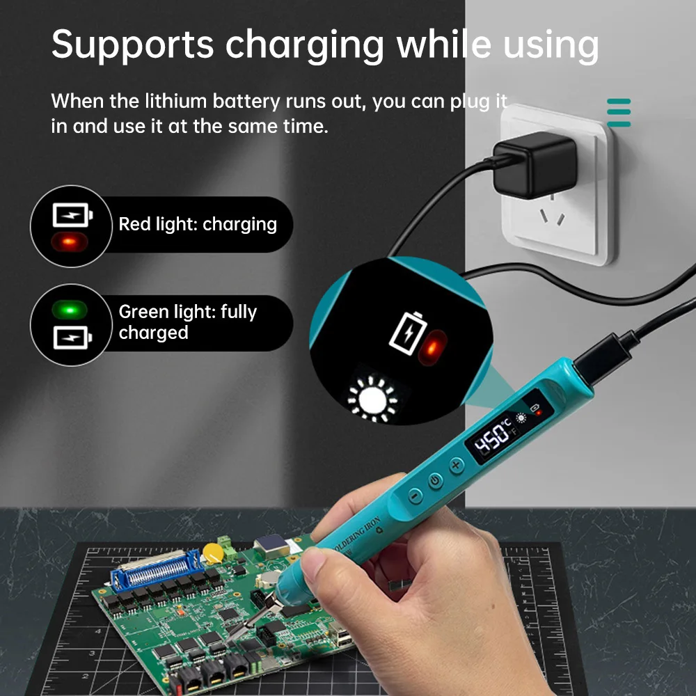 Upgraded USB Digital Soldering Iron Kit 800mah Battery Portable Temperature Adjustable Type-C interface Mini Soldering Iron