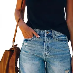 2024 Fashion Women's Denim Short Pants Female Pocket Hole Bottom Sexy Casual Jeans Denim Trousers Washed Women Denim Shorts