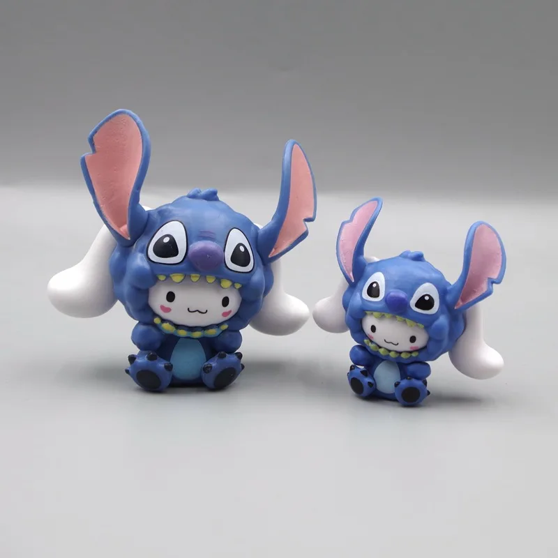 6 stks/set Sanrio Hello Kitty Cos Stitch Model Leuke Transformatie Mickey Hanger Kuromi Cartoon Pop Ornament Kids Geschenken