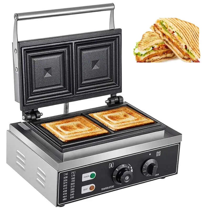 Commercial Industrial Triangle Sandwich Belgium Mouth Stainless Street Food Breakfast Preparation Waffle Making Machine