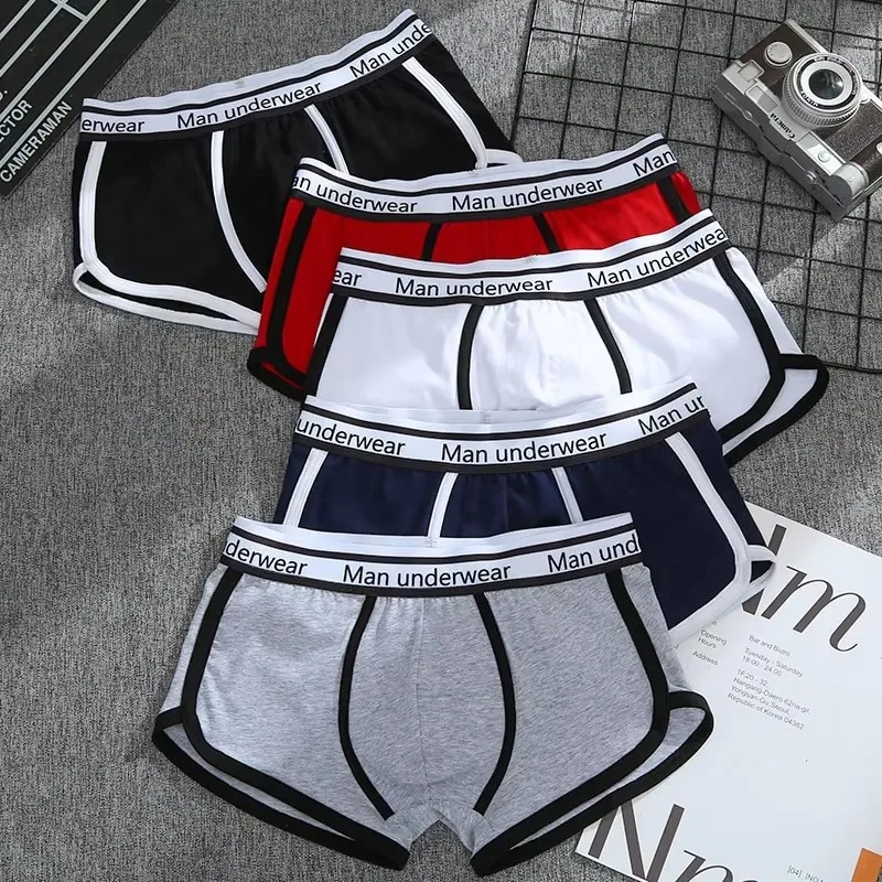 Men Underwear Boxers Cotton Men Panties Breathable Solid Boxershorts Male Mid Waist Underpants Trend Man Shorts Homme Shorts