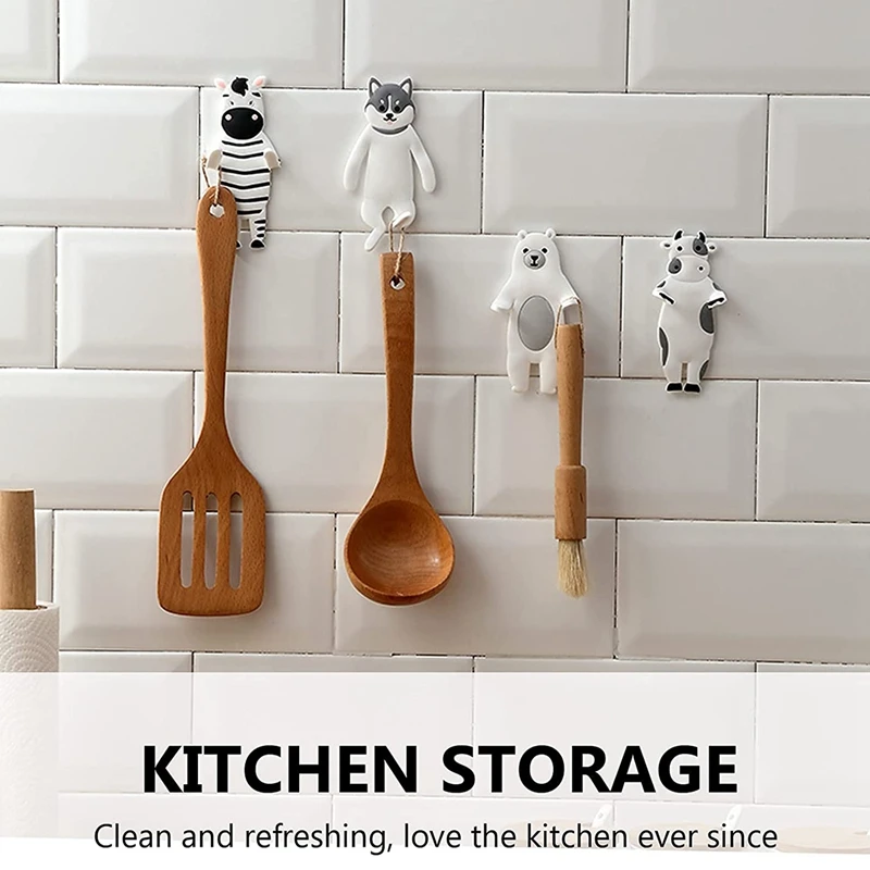 4 Pcs Adhesive Animal Decorative Wall Hooks-Reusable Waterproof Hooks For Towel,Keys,Hat,For Bathroom Bedroom Kitchen