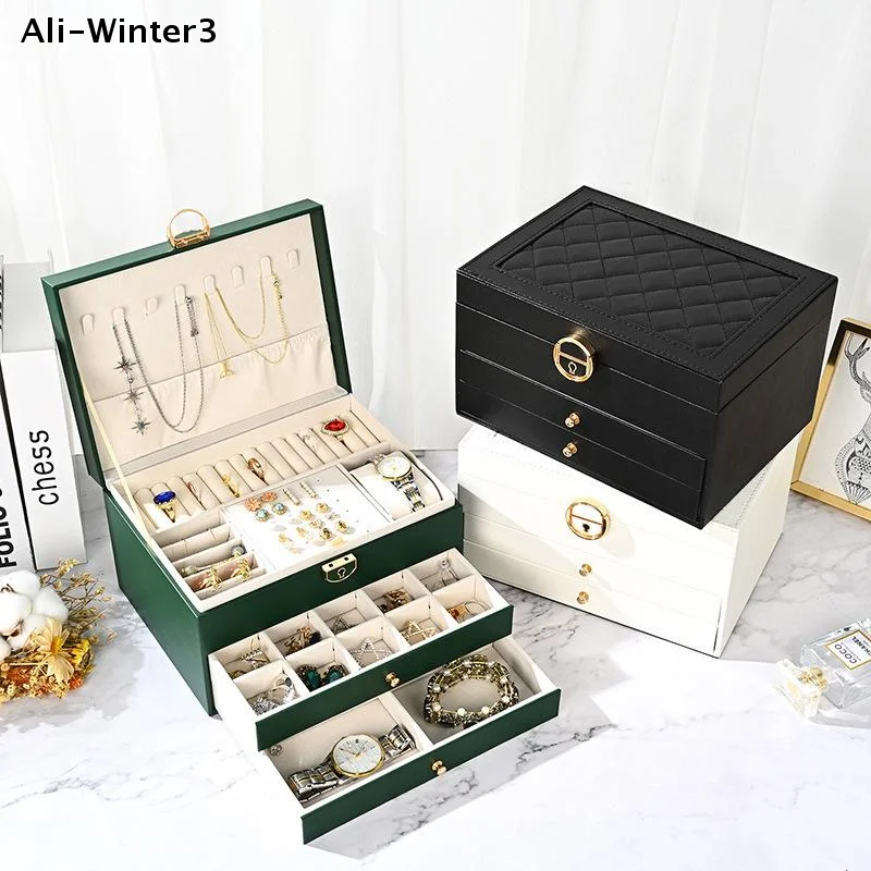 

【R】High-End Multi-Layer Drawer-Type Jewelry Box Household Large Capacity Earring Storage Organizer With Oxidation Finish