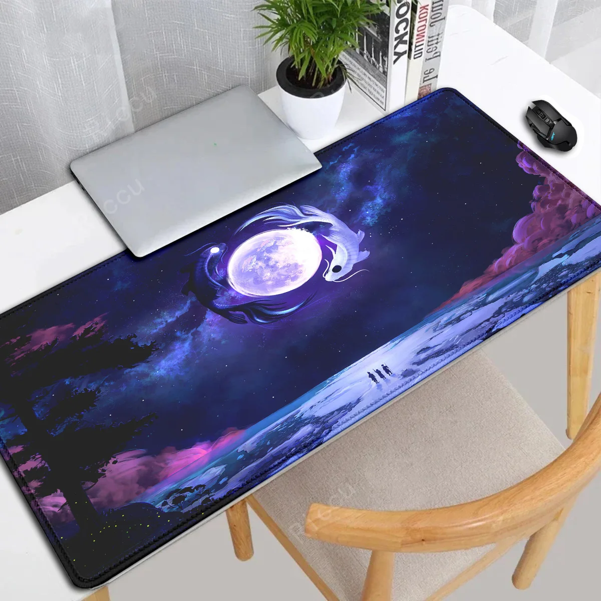 

Koi Yinyang scenery mouse pad Large teclado mausepad Xxl Deskmat Gray Keyboard Mouse Mat 1000x500 Carpet Extended Pad for Office