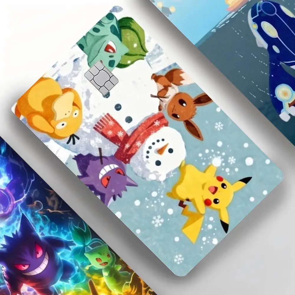 Game P-Pocket M-Monsters 4pcs Credit Card Skin Stickers Suitable for Bank Debit Subway Bus Transit Pass Decorative Cover view 3