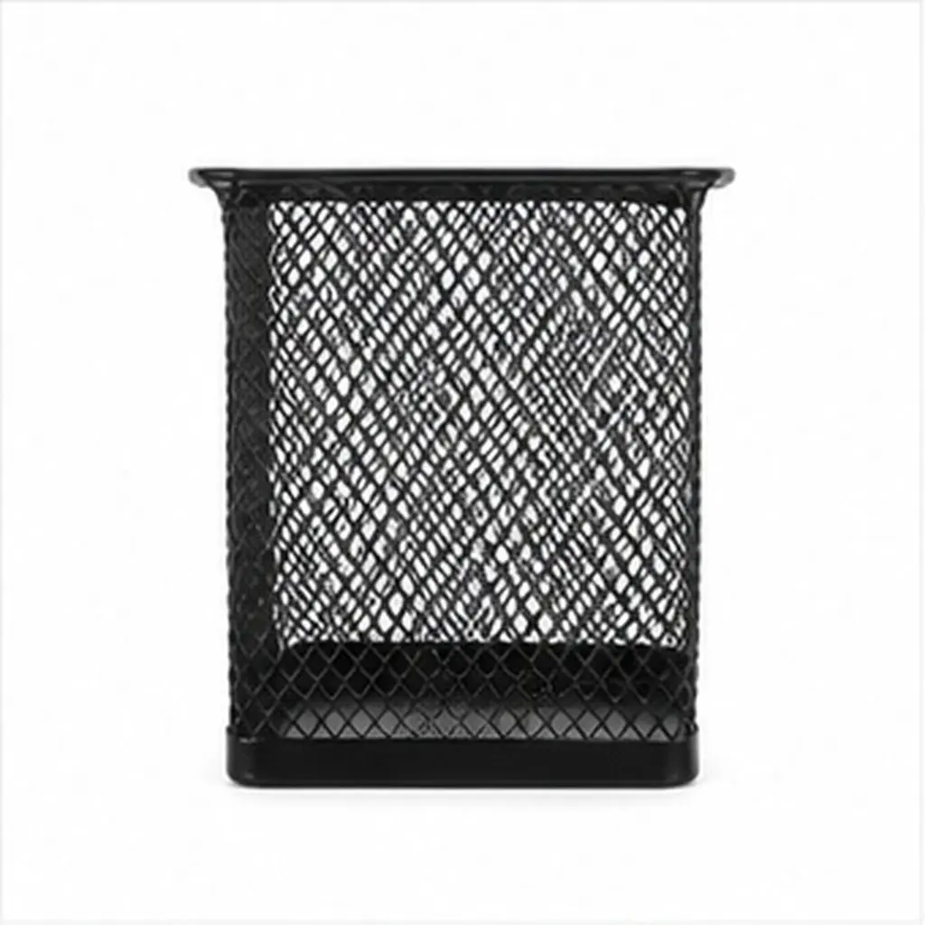 Black Iron Desktop Pen Holder Organizer – 12-Piece Mesh Metal Desk Organizer for Pens, Pencils & Makeup Brushes