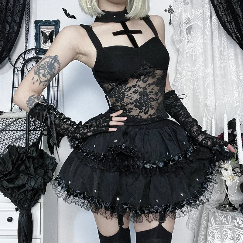 

K сексуальный кружевной топ с перекрестными ремнями, жилет Subculture Sle, костюм на Хэллоуин для горячих девушек, китайское производство, обычный тонкий