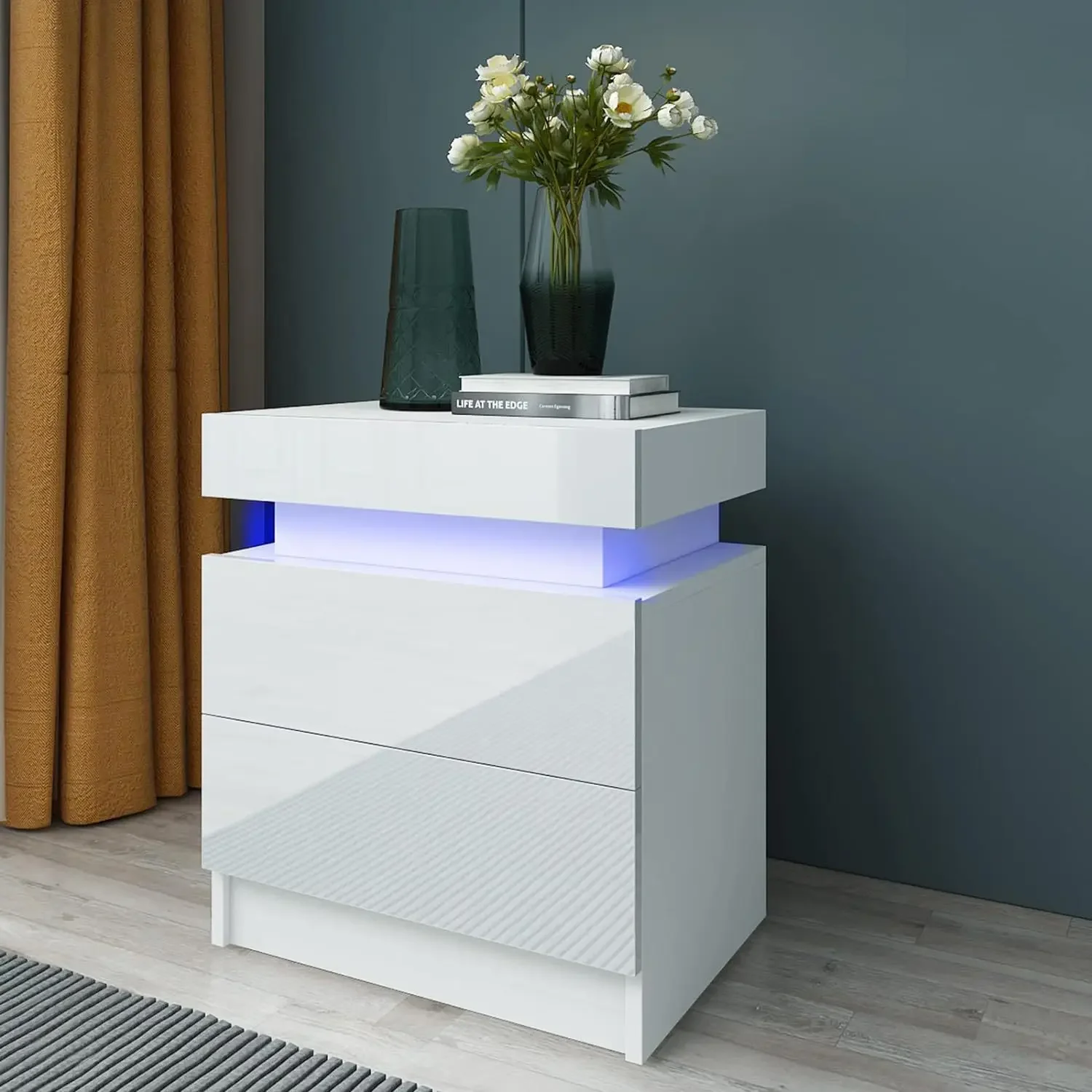 Panel furniture, simple bedside table, bedside table, white minimalist style