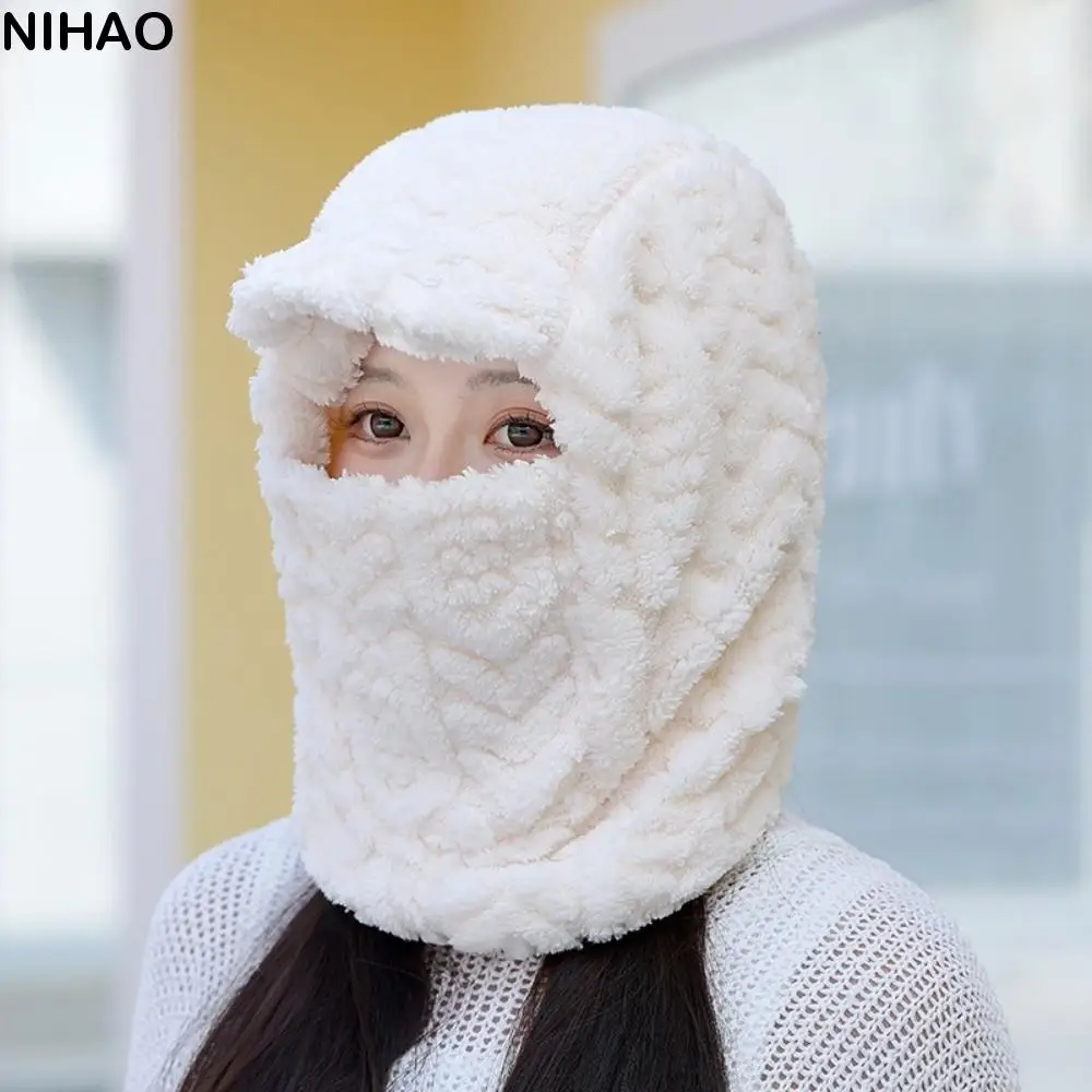 

Adjustable Strap Warm Wrap Head Hat Solid Color Polyester Winter Pullover Cap All-match Soft Compact Cap Scarf Men