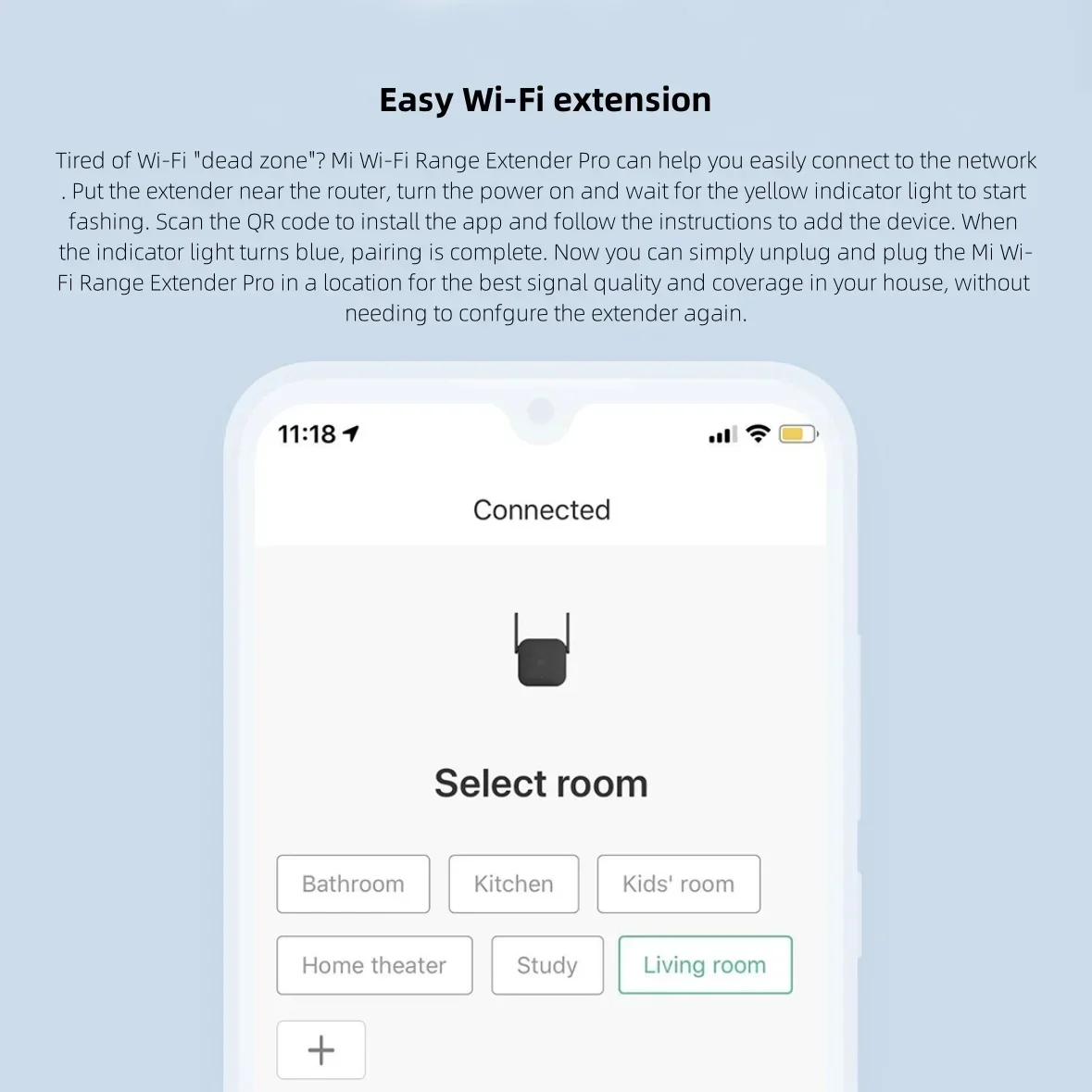 Xiaomi WiFi Pro 300Mbps Extender Booster 2.4G Wireless Repeater, Dual Antenna Network Signal Amplifier for Home Router Coverage