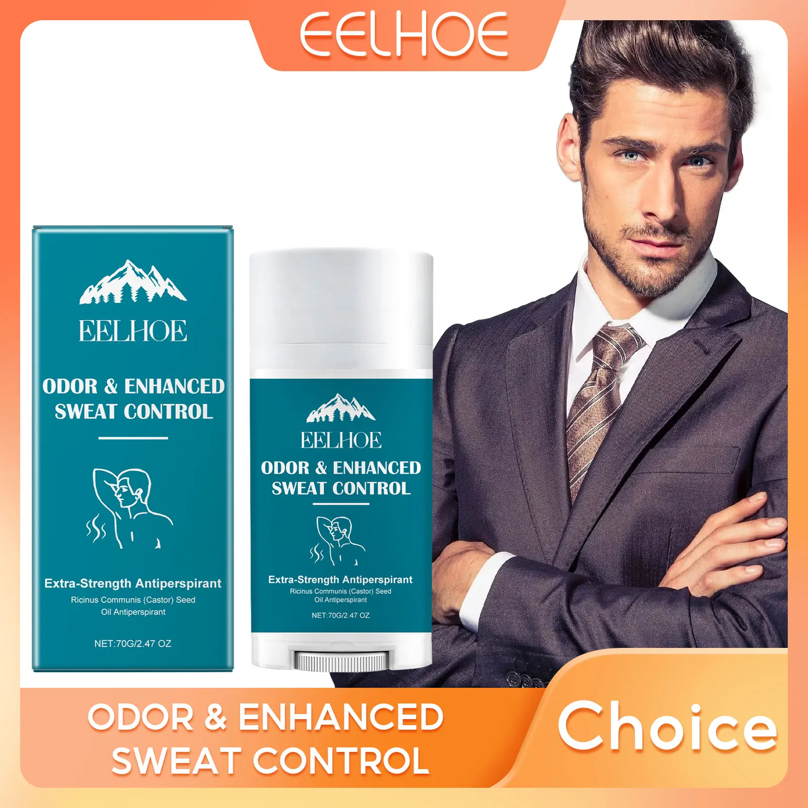 Eelhoe desodorante em bastão para homens, eliminador de odor, fragrância de longa duração, pomada de aroma corporal, vitamina e, desodorante para axilas