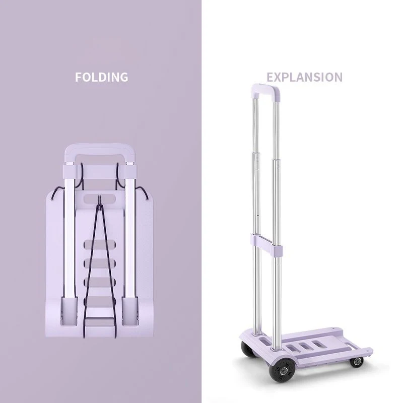 Carrito de compras plegable, 75kg, compacto, pequeño, 4 ruedas con rodamiento, carrito de mano, transportador de vagones