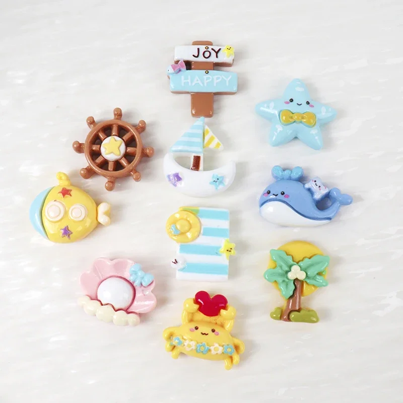 10/100pcs Ocean Series Resin Patch Accessories Scrapbook DIY Resin Crafts Handmade Material Hair Clip Water Cup Album Hairpin