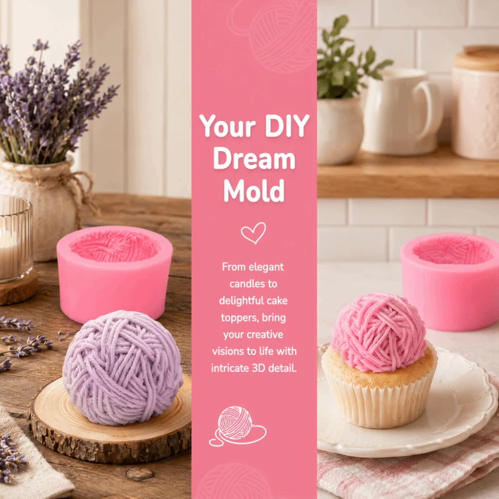 Silicone Silicone Candle Mold Wool Ball Texture Aromatherapy Grade Chocolate Silicone Mold Fondant Compatible Three Dimensional