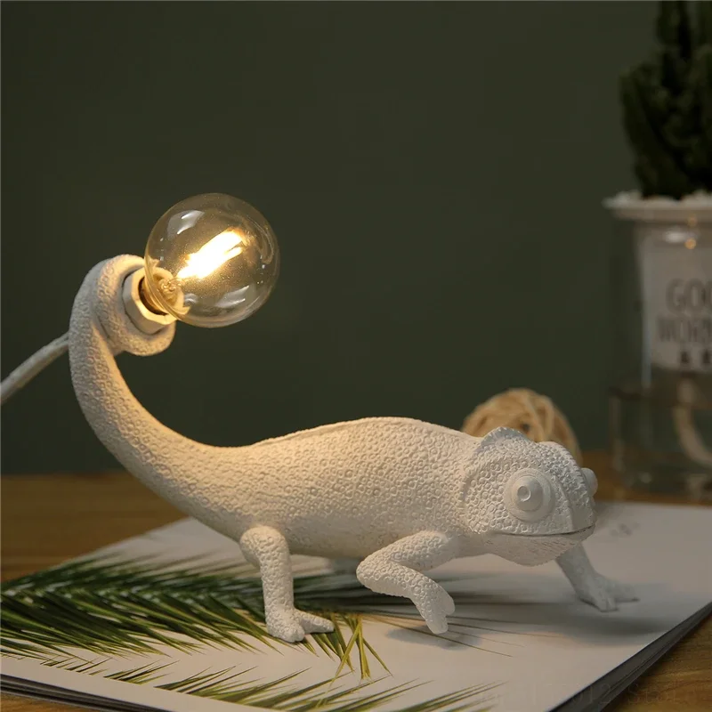 Imagem -06 - Luz de Estudo Lagarto Luz Noturna Moderna Resina Animais Noite Lâmpada para o Quarto Lâmpada Leitura Decoração Camaleão Presentes do Feriado