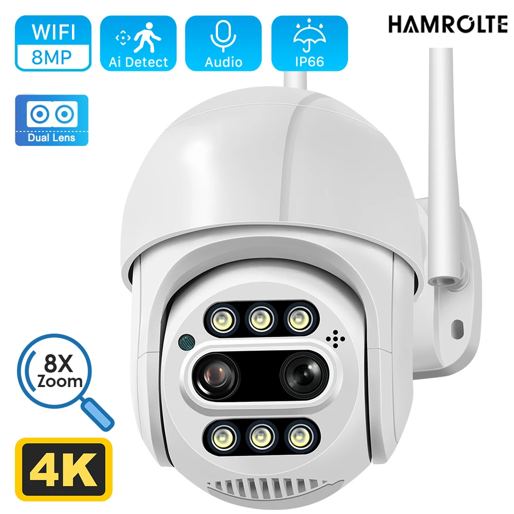 

IP-камера видеонаблюдения HAMROLTE, 8 Мп, 4K, PTZ