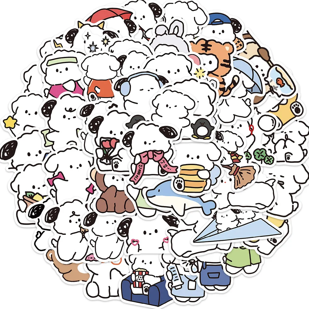 10/30/50PCS Yowoyowoo Cartoon Stickers Cute White Dog Animal Graffiti Decoration Fridge Luggage Laptop Guitar Skateboard Sticker