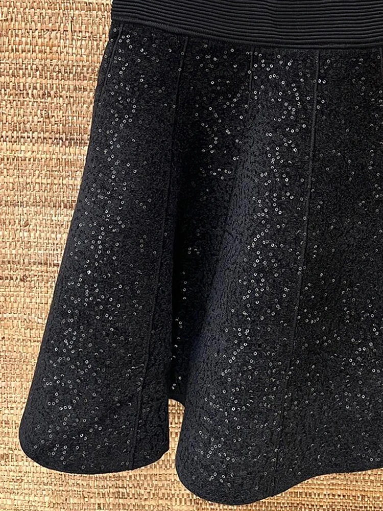 

AN Oil Высококачественный женский вязаный кардиган с пайетками, комплект пальто и юбки, модный осенний наряд, длинный рукав из полиэфирного волокна...